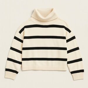 Tanya Taylor stripe turtleneck sweater ivory and black
